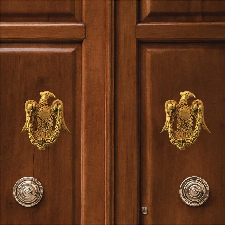 Two Moustaches Vintage Eagle Design Brass Door Knocker, Brass Door Knockers for Glass/Wooden Doors, Door Knockers for Home/Hotels, Standard, Pack of 2