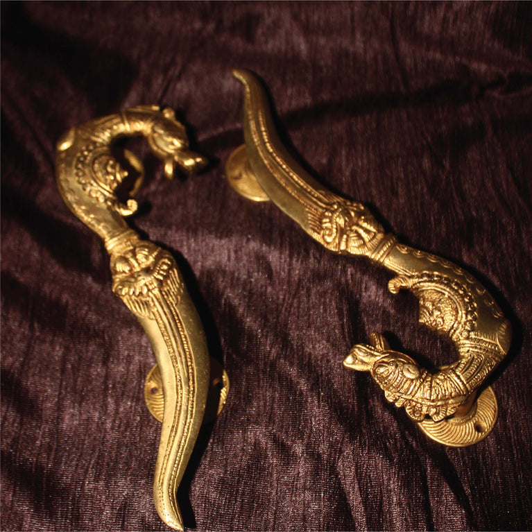 Brass Creature Door Pull Mythical Animal Door Handle Pair Entry Welcome