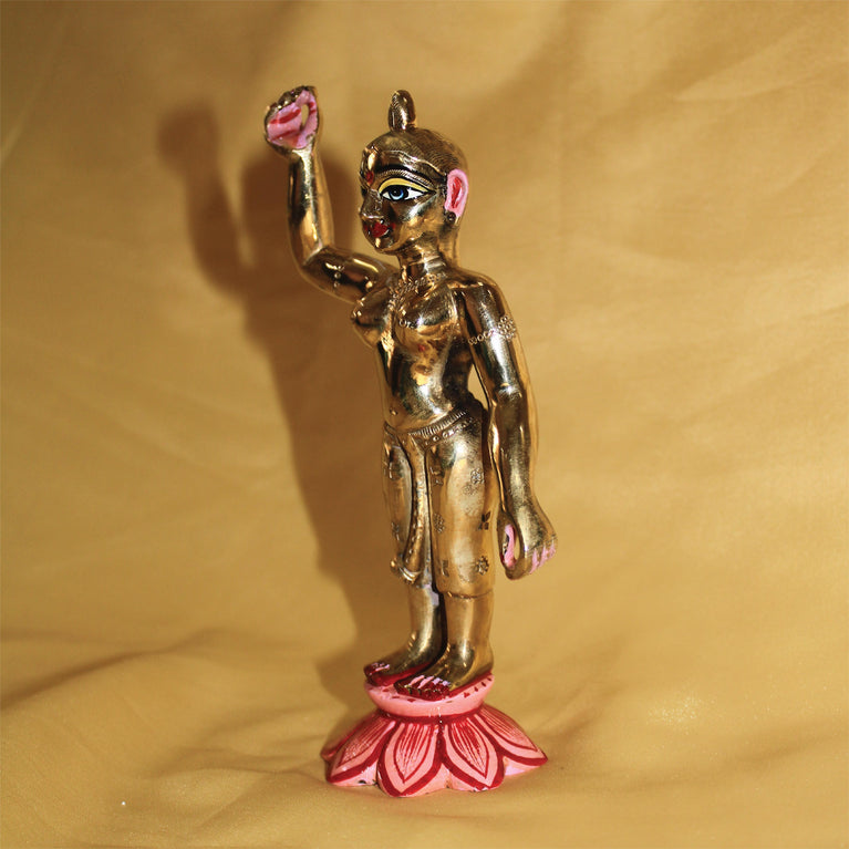 Shri Radha Beautiful Original Bass Decorative Showpiece - 7 Inch (Brass, Gold)