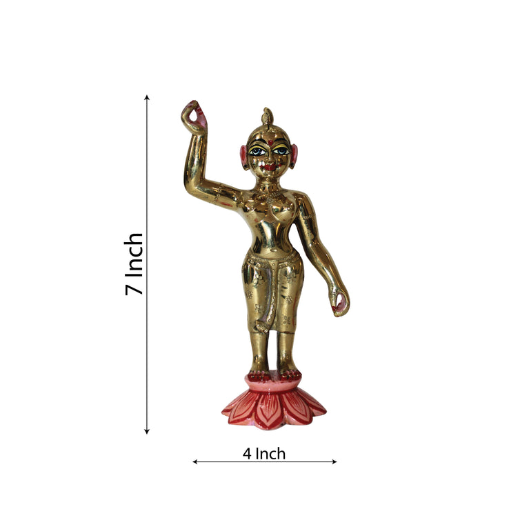 Shri Radha Beautiful Original Bass Decorative Showpiece - 7 Inch (Brass, Gold)