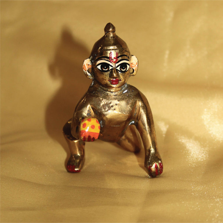 Bal Gopal, Laddu Gopal Statue Pure Brass 4 Inch