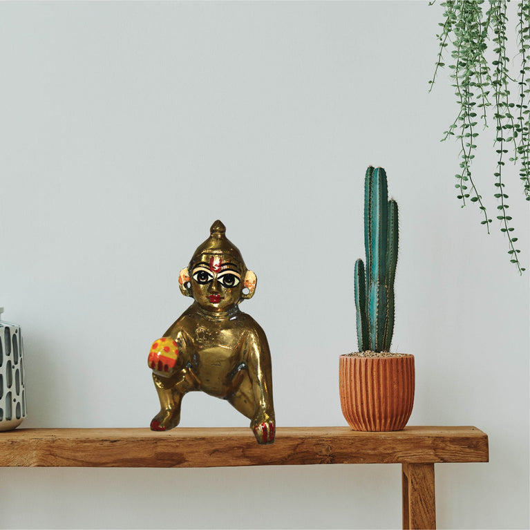 Bal Gopal, Laddu Gopal Statue Pure Brass 4 Inch