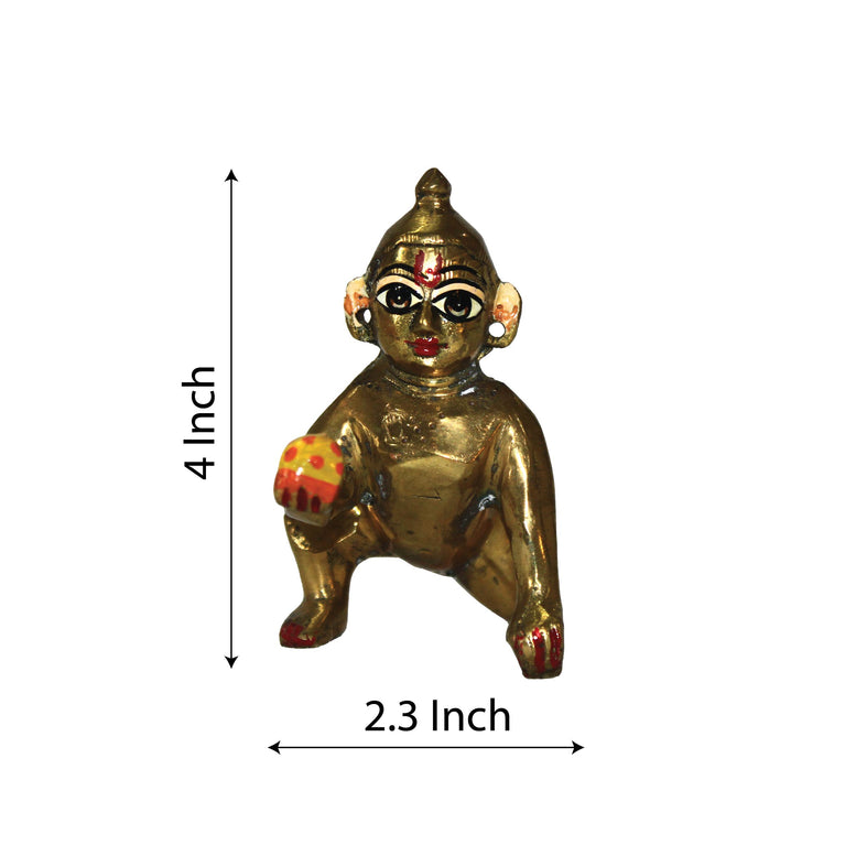 Bal Gopal, Laddu Gopal Statue Pure Brass 4 Inch