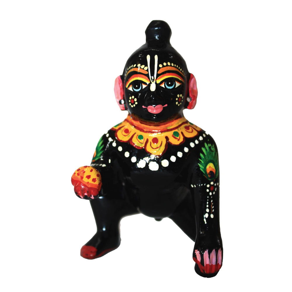 Laddoo Gopal Brass Vrindavan Laddoo Gopal Baby Krishna | Laddu Gopal Ji Murti Idol Statue Sculpture for Car Office Home Gifting 4 Inch