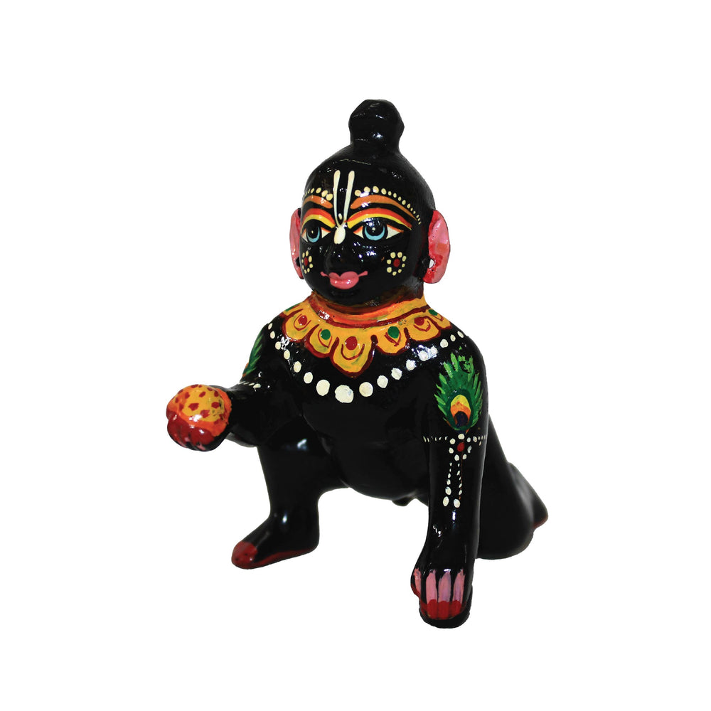Laddoo Gopal Brass Vrindavan Laddoo Gopal Baby Krishna | Laddu Gopal Ji Murti Idol Statue Sculpture for Car Office Home Gifting 4 Inch