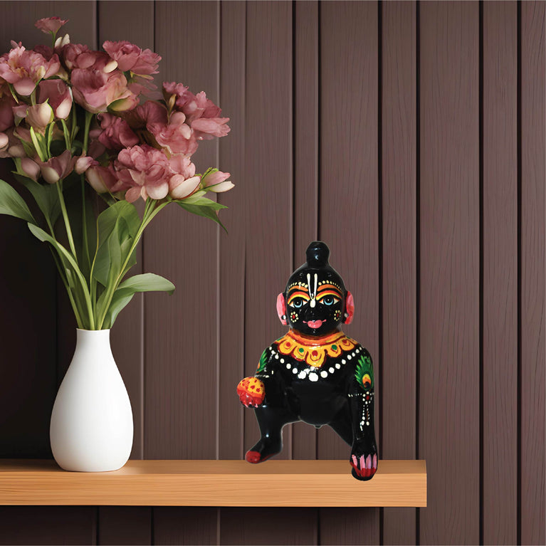 Laddoo Gopal Brass Vrindavan Laddoo Gopal Baby Krishna | Laddu Gopal Ji Murti Idol Statue Sculpture for Car Office Home Gifting 4 Inch