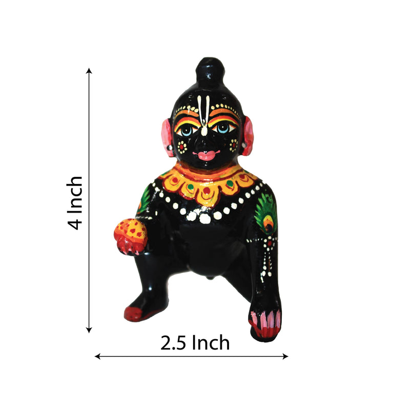 Laddoo Gopal Brass Vrindavan Laddoo Gopal Baby Krishna | Laddu Gopal Ji Murti Idol Statue Sculpture for Car Office Home Gifting 4 Inch
