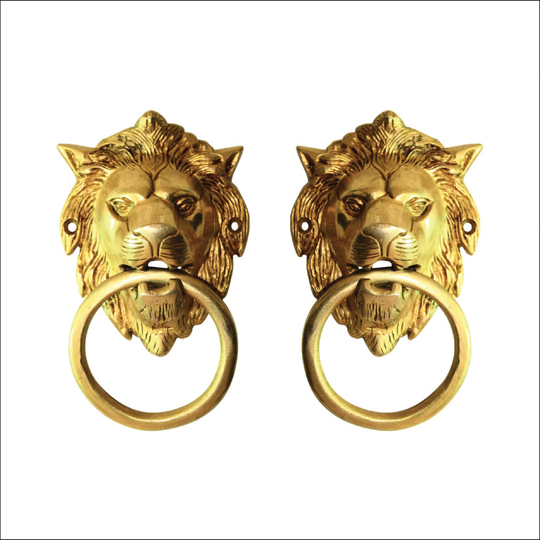 Brass Lions Head Door Knocker | Vintage Style Solid Brass Gold Knock Antique Design Door Knock