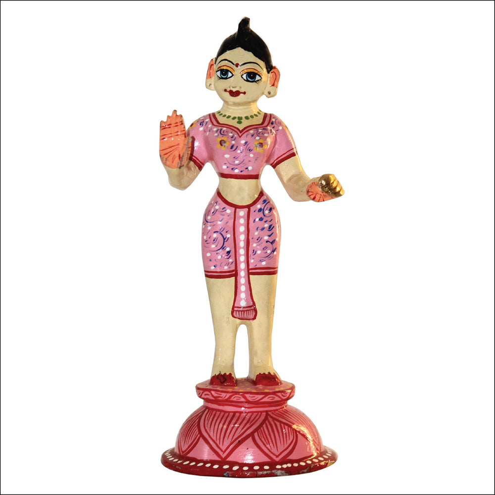 Ashtadhatu - Premium Brass Radha Idol (Pink and White Radha) (9 Inch Height)