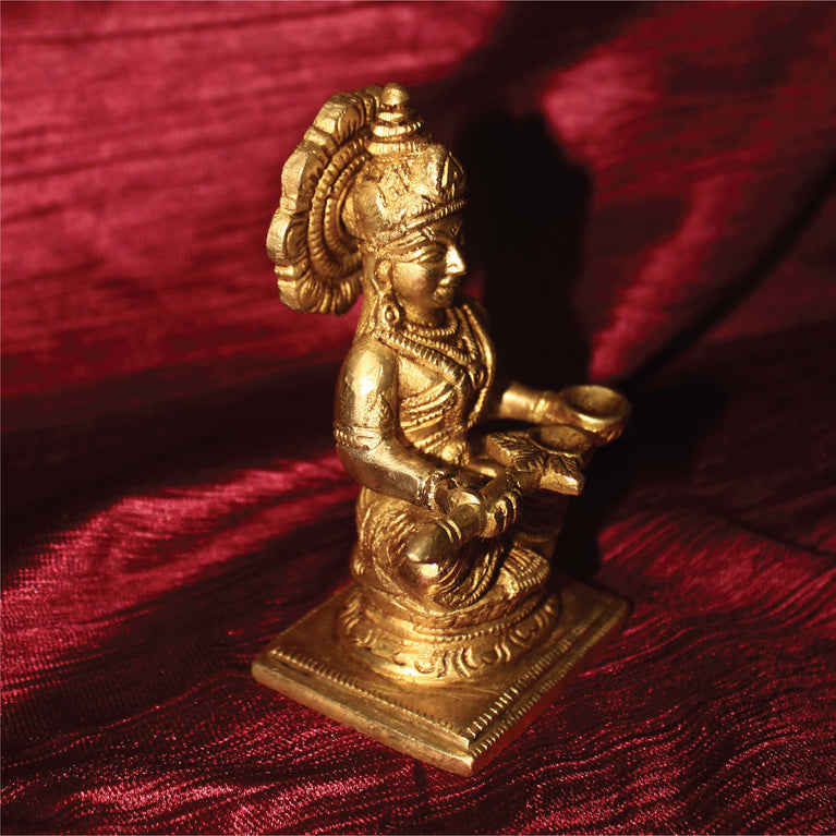 Annapurna Devi Idol Statue of Hindu Goddess Annapurni Maa Goddess of Food with Fine Carving Work Art 400gms Decorative Showpiece - (Brass, Gold)