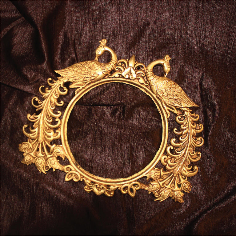 Brass mirror frame or Photo frame filigree design handcrafted with peacock on both sides .Birthday gift. House warming gift. home decor.