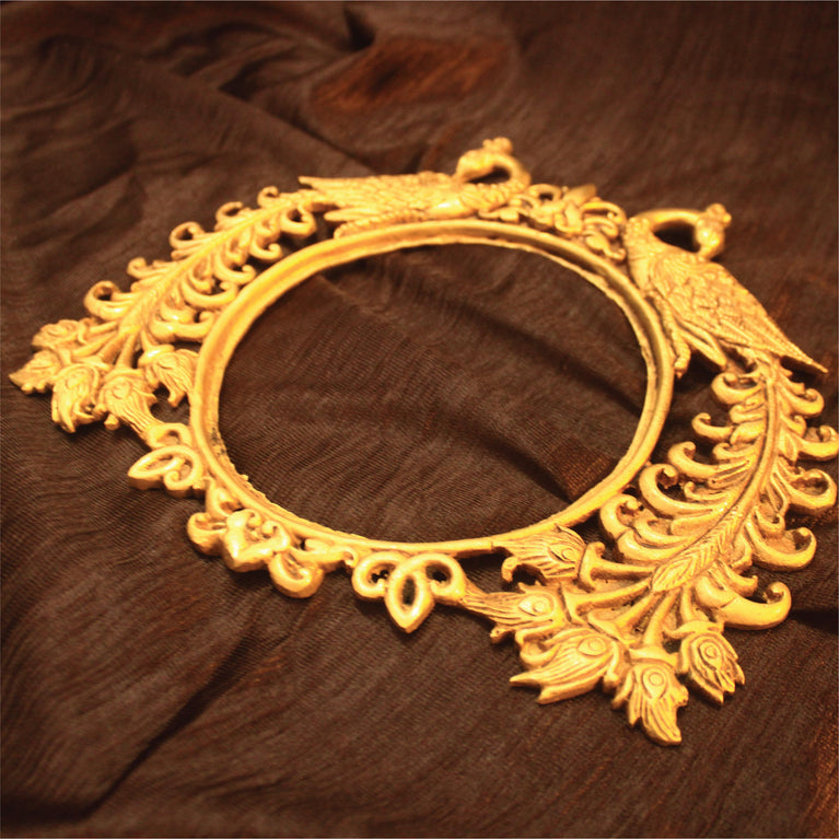Brass mirror frame or Photo frame filigree design handcrafted with peacock on both sides .Birthday gift. House warming gift. home decor.