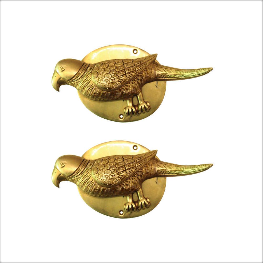 Brass Parrot Door Knocker | Brass Hand Craft Bird Theme Bell | Door Accessories Pack of 2