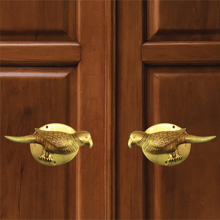 Brass Parrot Door Knocker | Brass Hand Craft Bird Theme Bell | Door Accessories Pack of 2
