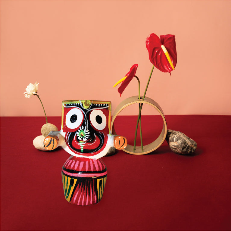 Rangkala Exquisite 3-Inch Neem Wood Jagannath Patitapavan Idol Decorative Showpiece