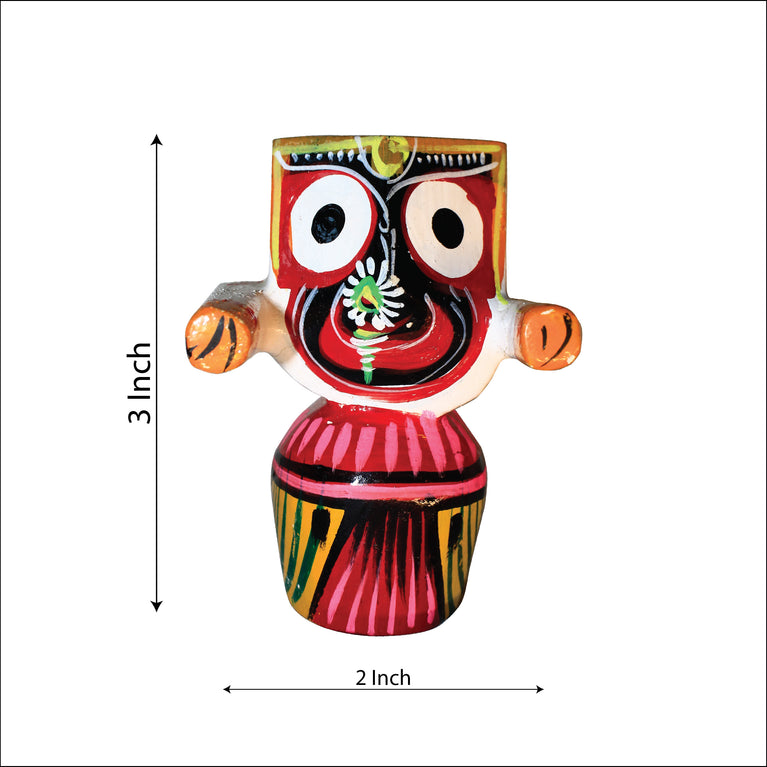 Rangkala Exquisite 3-Inch Neem Wood Jagannath Patitapavan Idol Decorative Showpiece