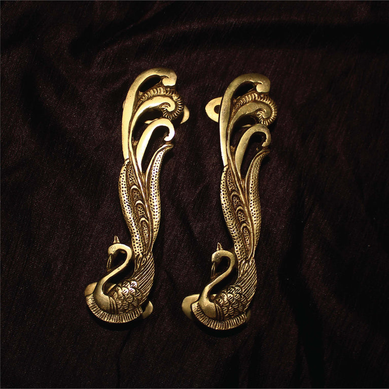 Brass Peacock Design 7 Inches Door Handles - Brass Door Handles for Home Decor