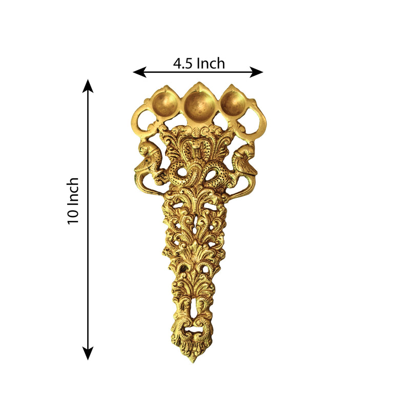 Golden Brass Designer Decorative Diya | Unique 5 Lights Diya with Parrots Brass Table Diya (Height: 15 inch)