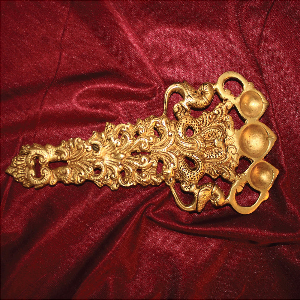 Golden Brass Designer Decorative Diya | Unique 5 Lights Diya with Parrots Brass Table Diya (Height: 15 inch)