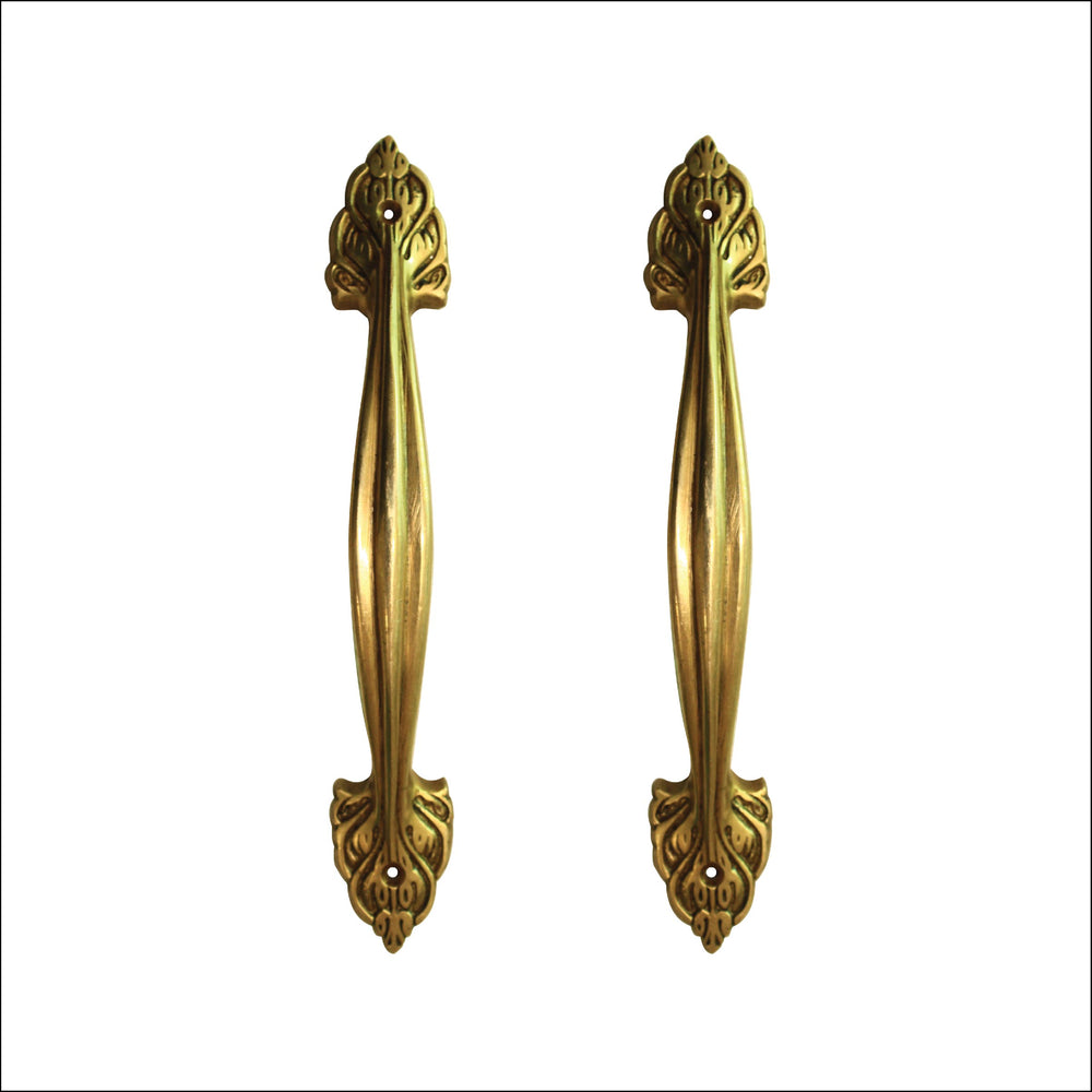 Ethnic Carved 9.5 Inches Brass Door Handle, Brass Handles for Main Door, Brass Door Pulls, Antique Door Pulls, Standard, Pack of 2 Handle